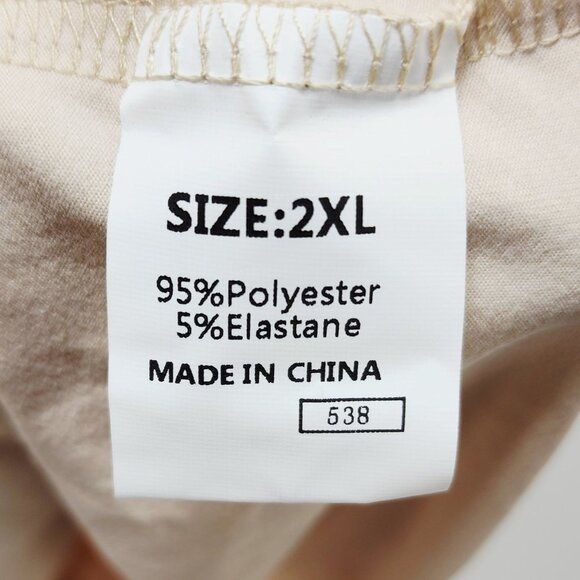 Beige Womens Short-Sleeve Square-Neck Dress With Pockets Size 2XL - Picture 3 of 8